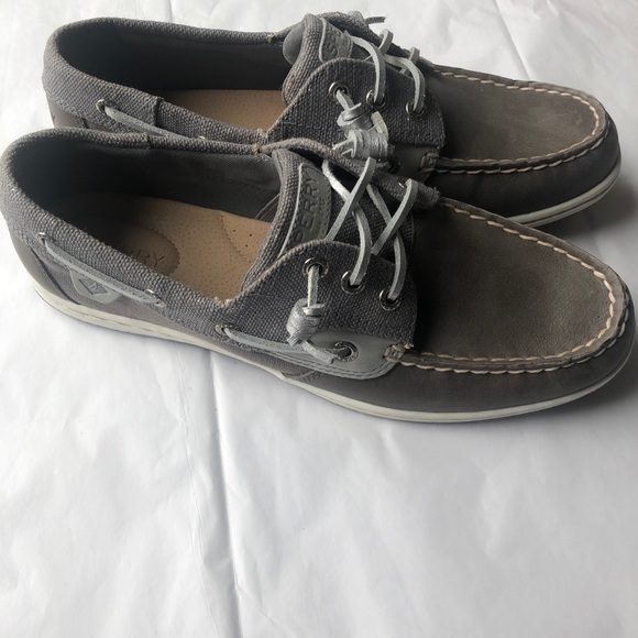 grey sperrys women's